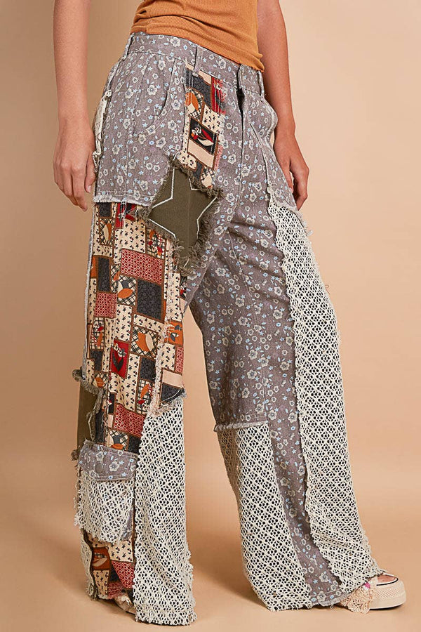 Boho Printed Patchwork Pants