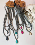 Multi Layered Necklace Navajo Bead Semi Stone Necklace