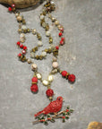 Golden Cardinal Layered Necklace