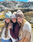 Daisy Contrast Faux Fur Pom Beanie