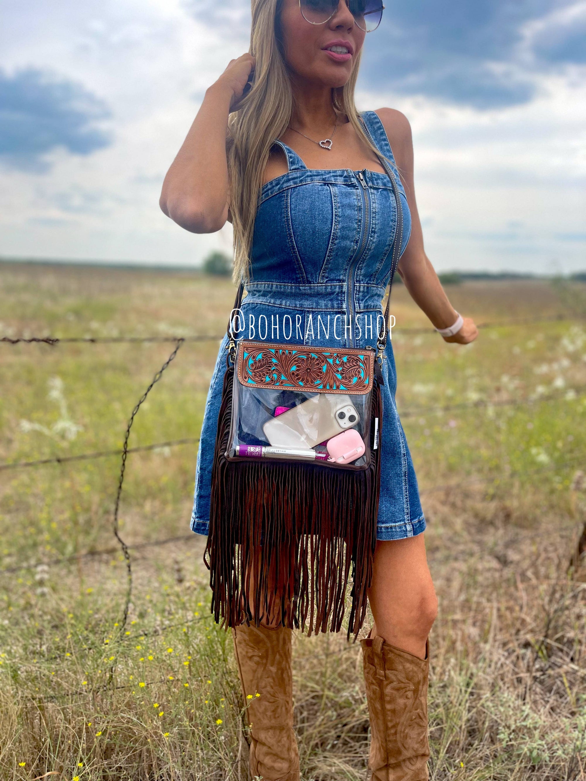 Western Boho Concert Clear Crossbody