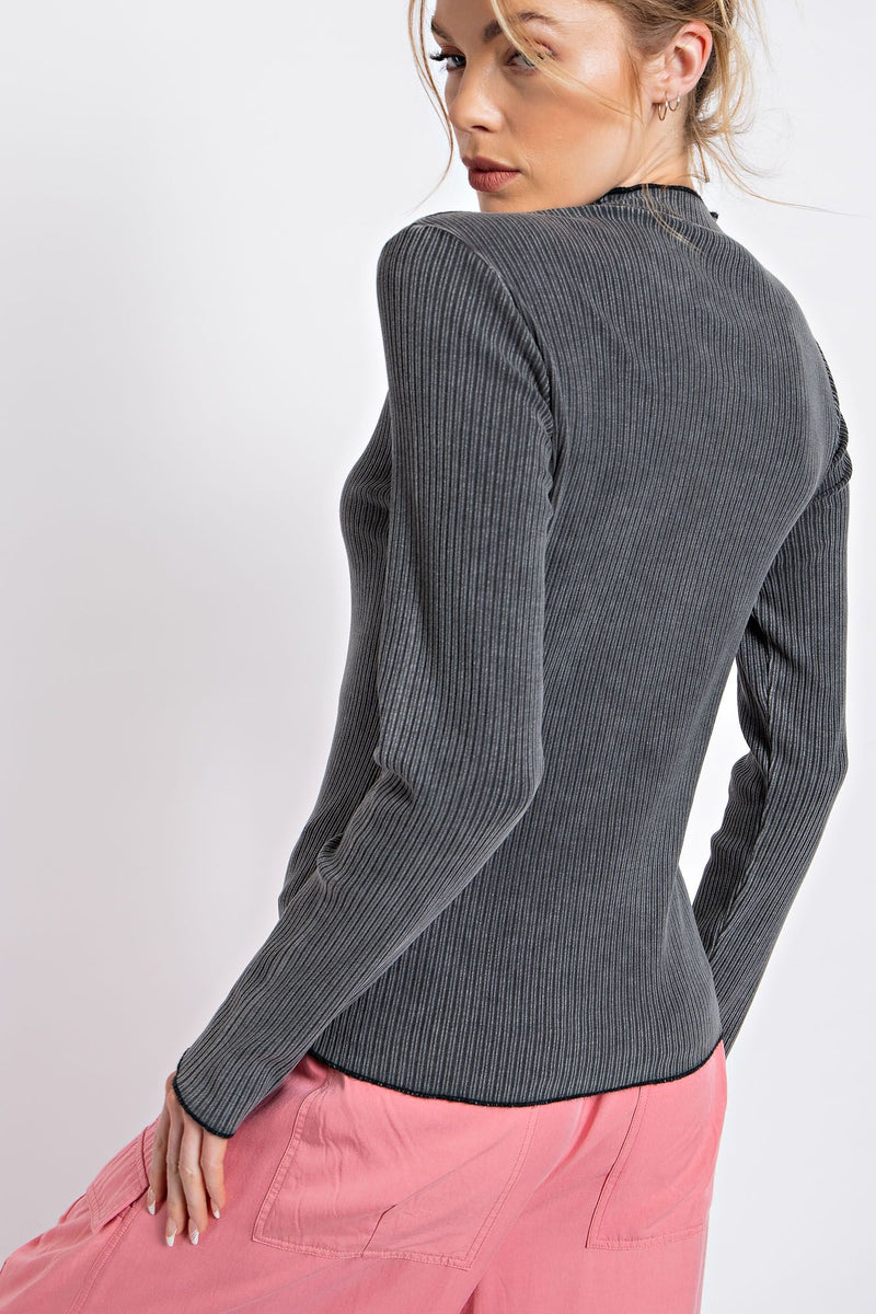 Mineral Wash Ribbed Long sleeve