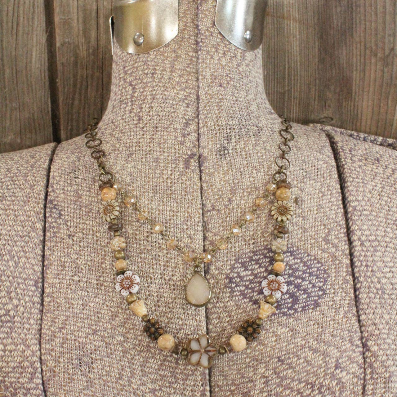 CZECH Me Out Elite Beige &amp; Natural Layered Necklace
