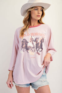 Wild Horses 3/4 Oversized Tee