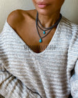 Multi Layered Necklace Navajo Bead Semi Stone Necklace
