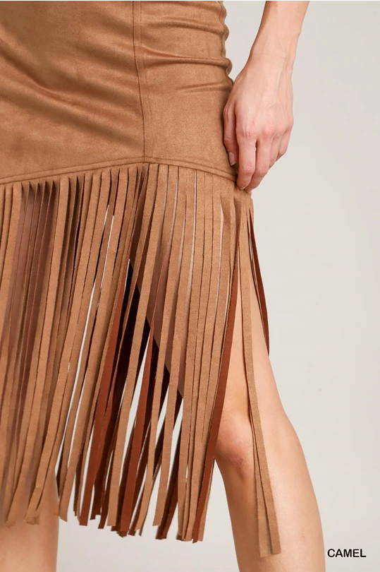 Western Suede Fringe Skirt