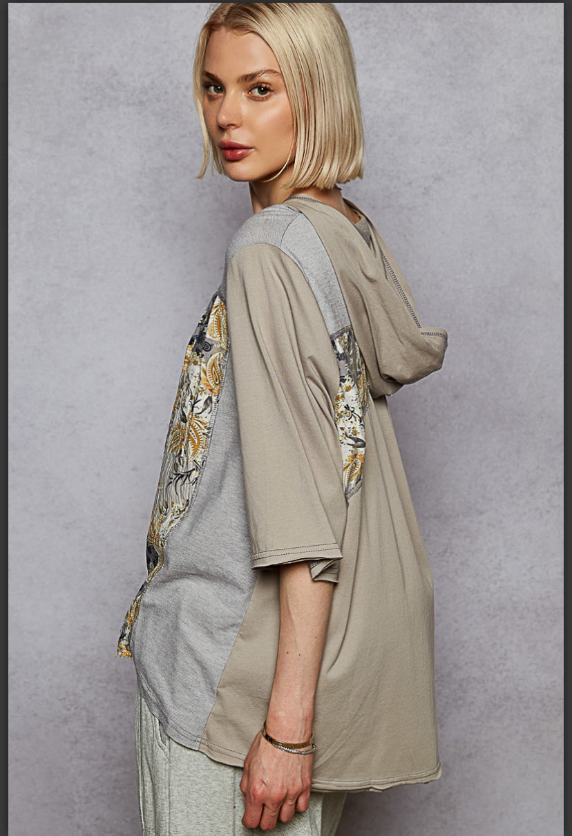 Floral Lace up Hoodie Top