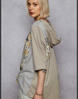 Floral Lace up Hoodie Top
