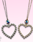 Pearl open heart chain necklace with Austrian crystal