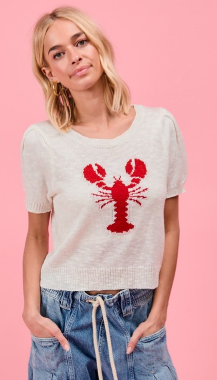 Red Lobster Short Sleeve Sweater