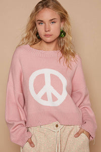 Long sleeve peace sign sweater