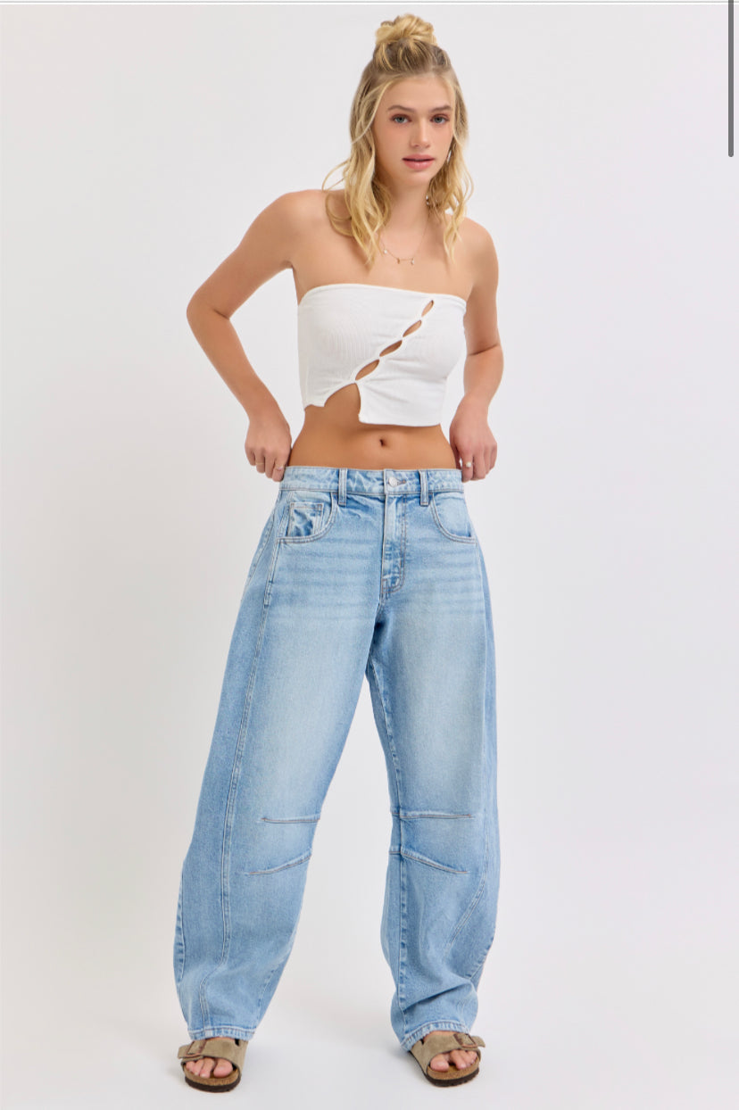 Mid Waisted Barrel Long Inseam