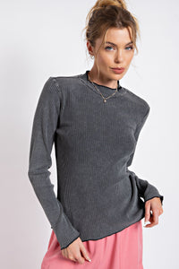 Mineral Wash Ribbed Long sleeve