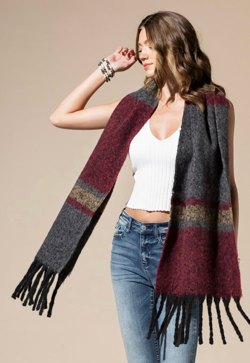 Giant Burgundy Plaid Scarf