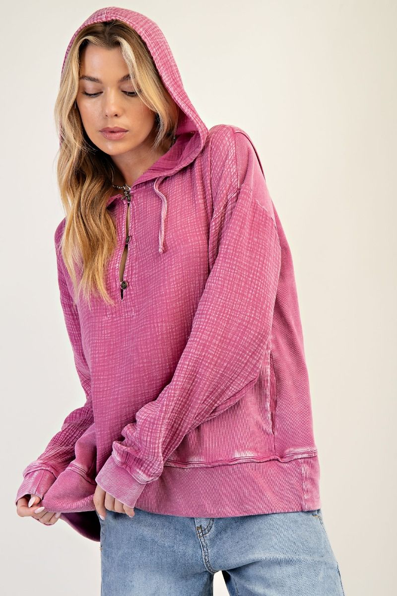 Mineral Wash Gauze Knit Hoodie