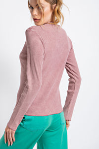 Mineral Wash Ribbed Long sleeve