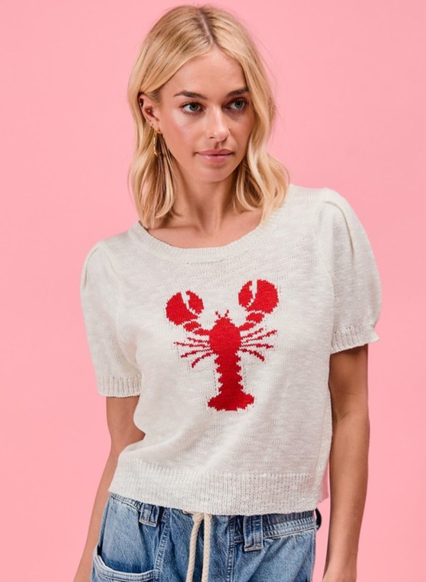 Red Lobster Short Sleeve Sweater