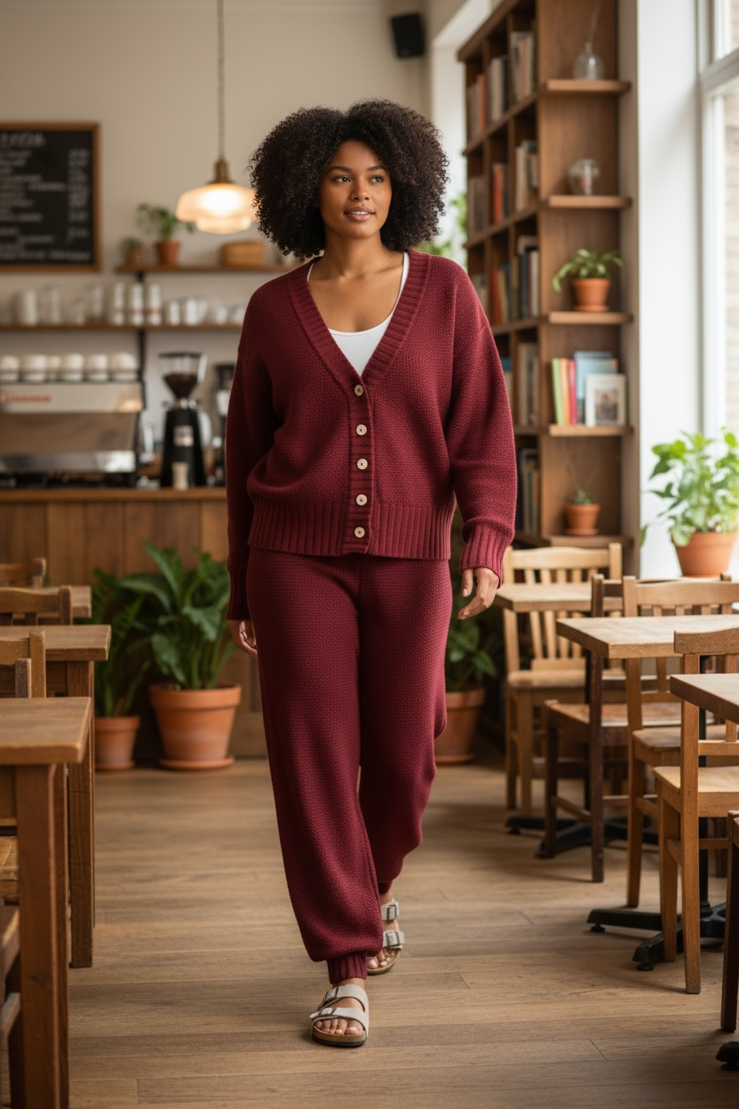 The Delia Sweater Set - Mahogany