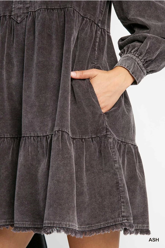 Mineral Washed Corduroy Dress