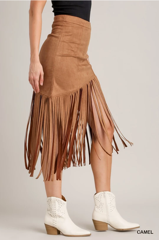 Western Suede Fringe Skirt