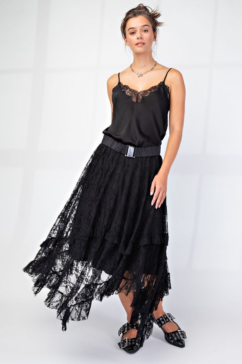 Allover Lace Sharkbite Skirt