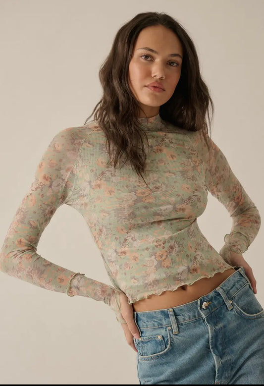 Floral Mesh layering top