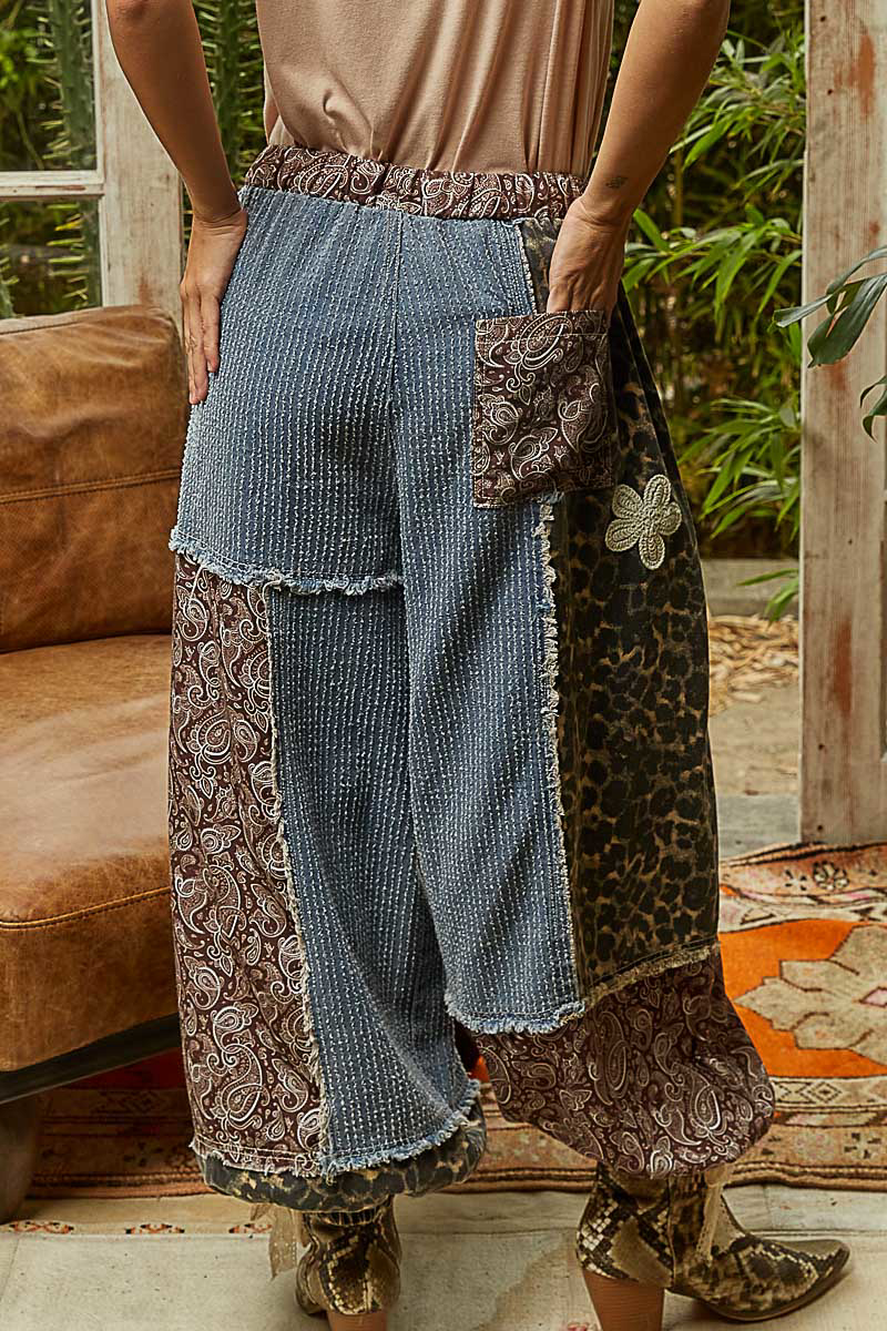 PREORDER Falling For It Patched Pants Leopard