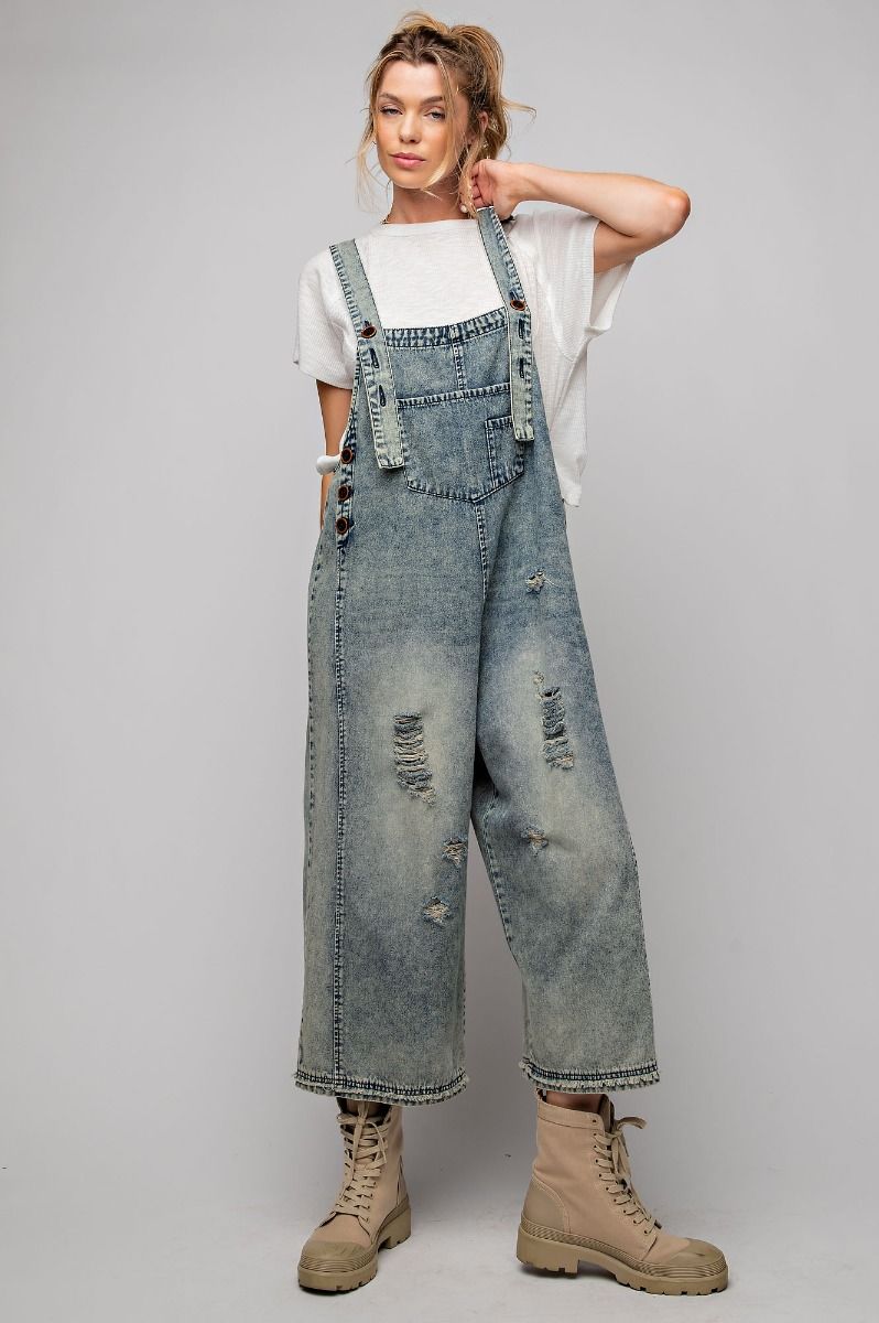 Washed Denim Oversized Jumpsuit