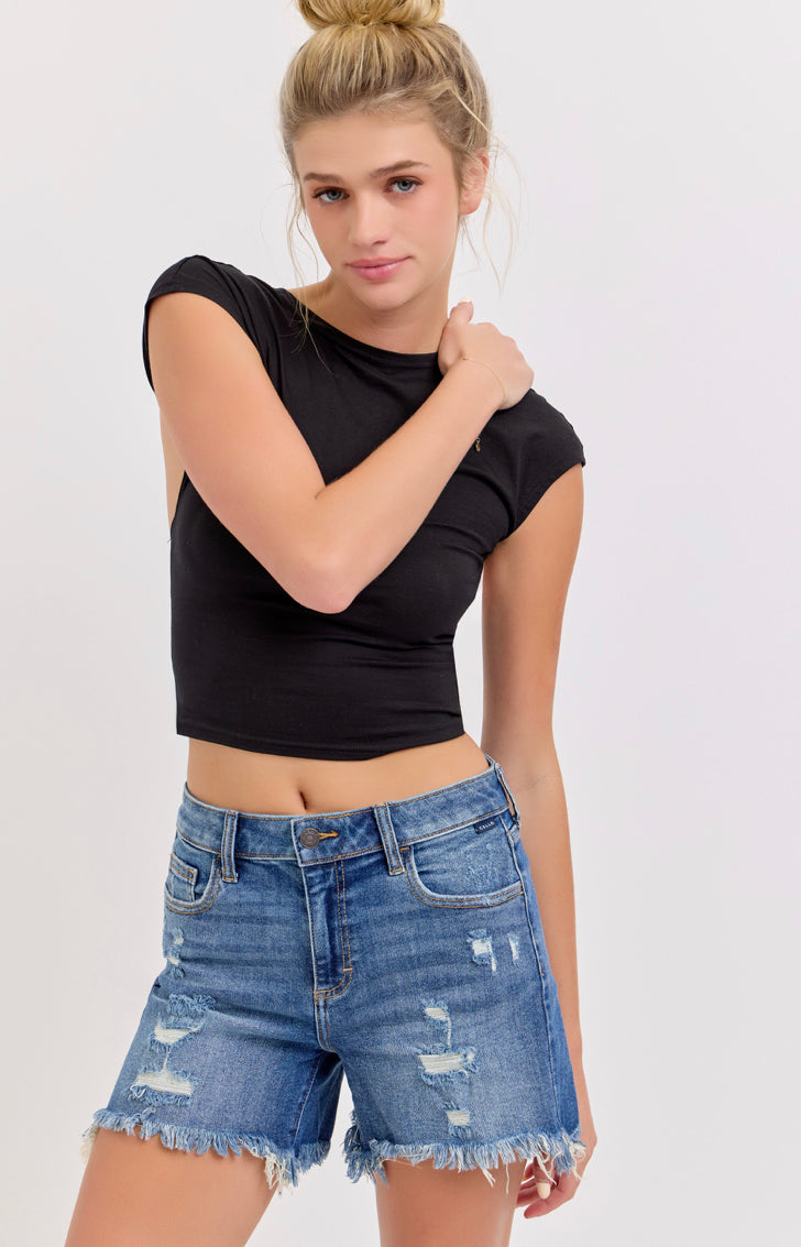 Leslie Boyfriend Shorts Dark Denim