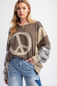 Mixed Plaid Peace Patch Top