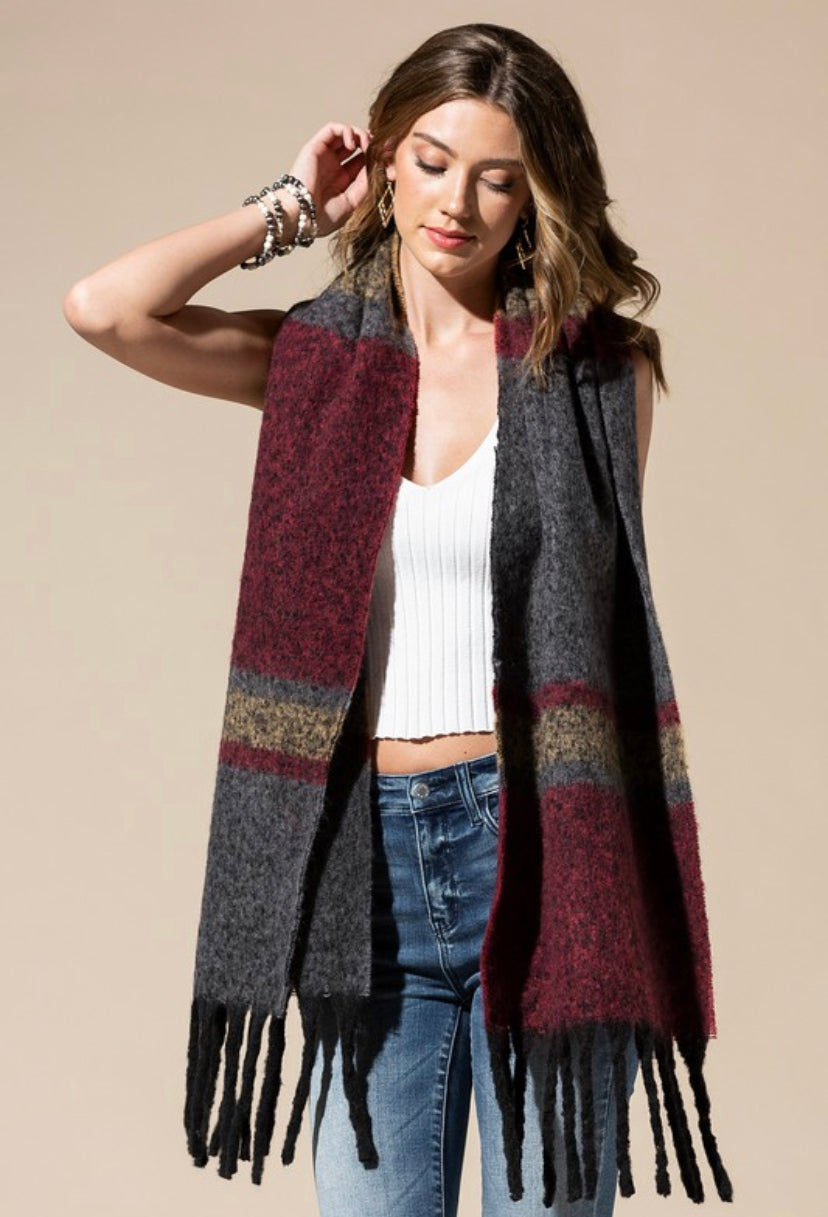 Giant Burgundy Plaid Scarf