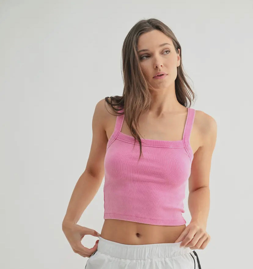 Mineral Wash Square Neck Tank