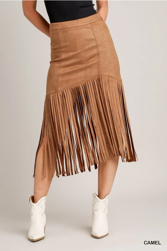 Western Suede Fringe Skirt