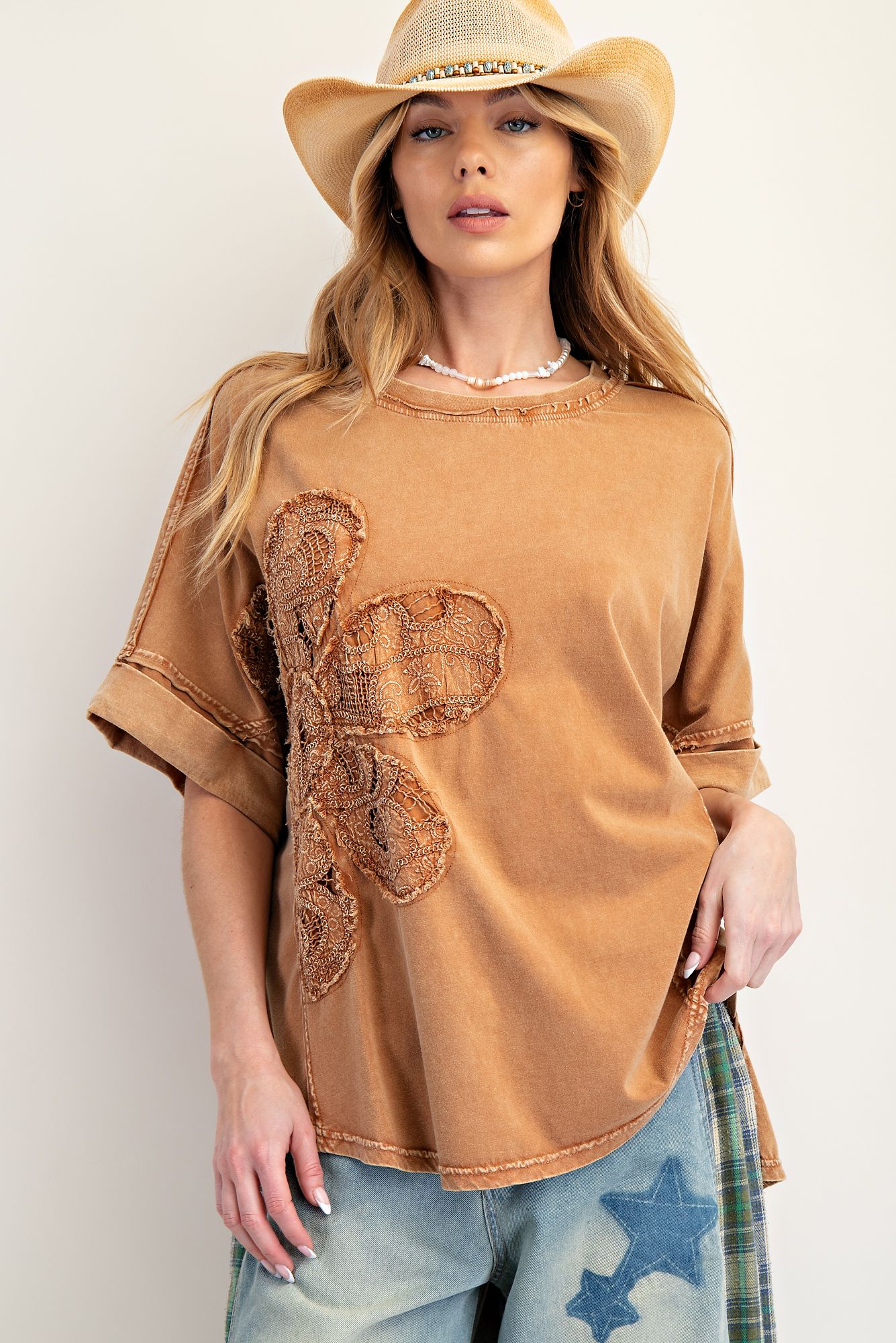 Lace Flower Knit Top
