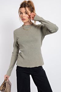 Mineral Wash Ribbed Long sleeve