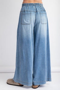 Pintuck Palazzo Denim Pants