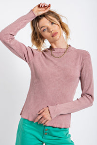 Mineral Wash Ribbed Long sleeve