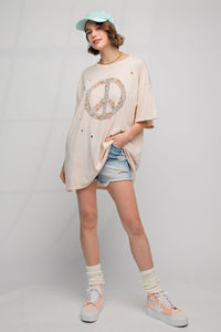 Distressed Flower Peace Tee