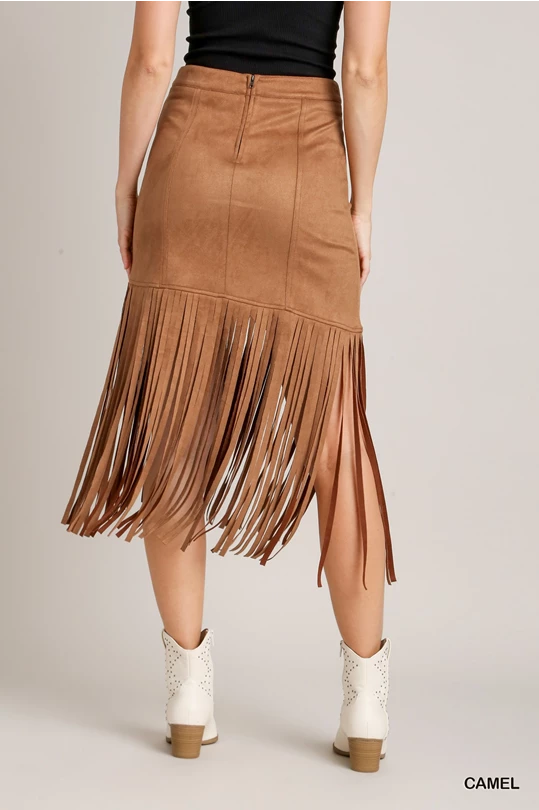 Western Suede Fringe Skirt