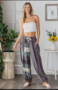 Mix Print Patched Pants
