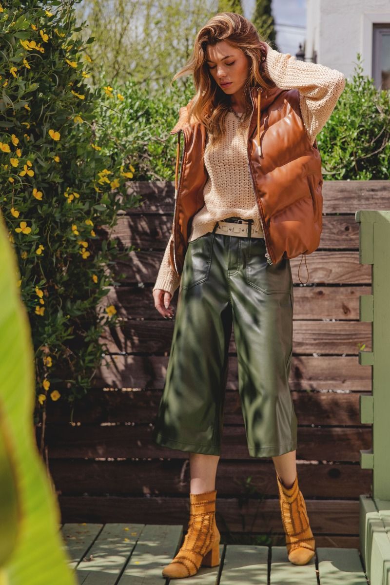 Faux Leather Puff Vest