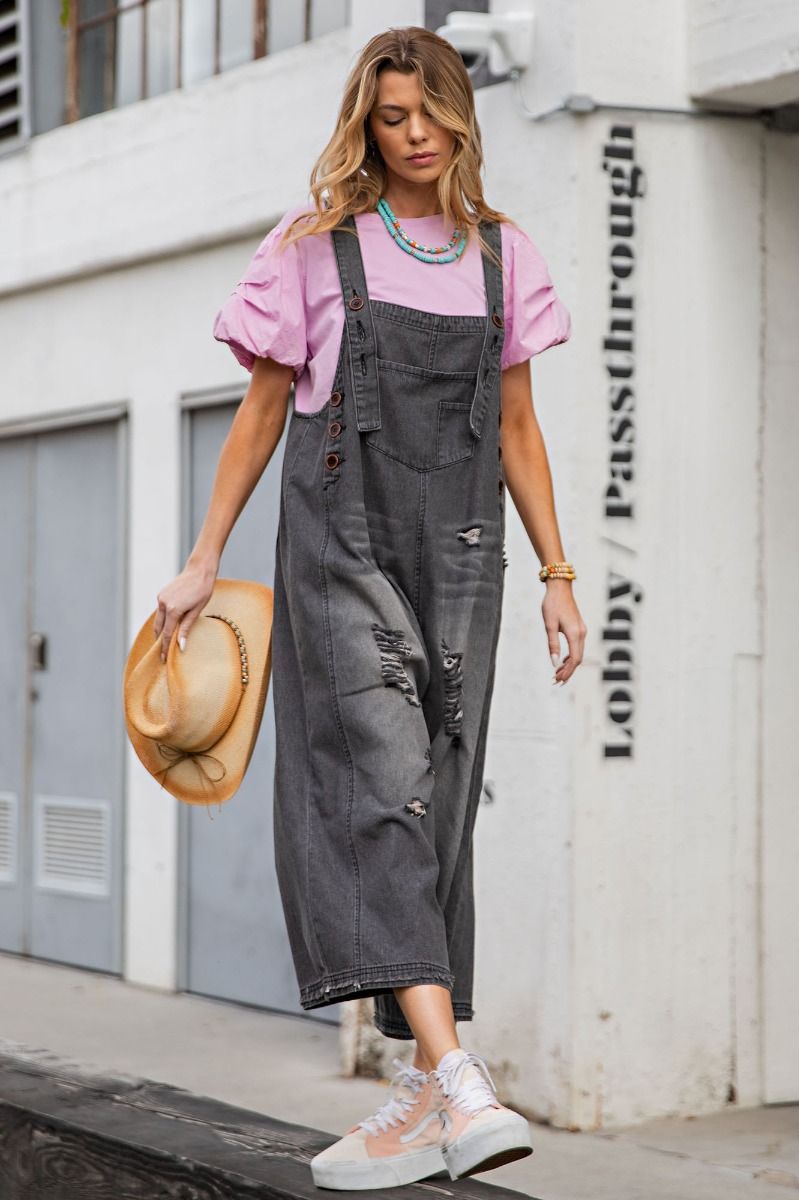 Washed Denim Oversized Jumpsuit