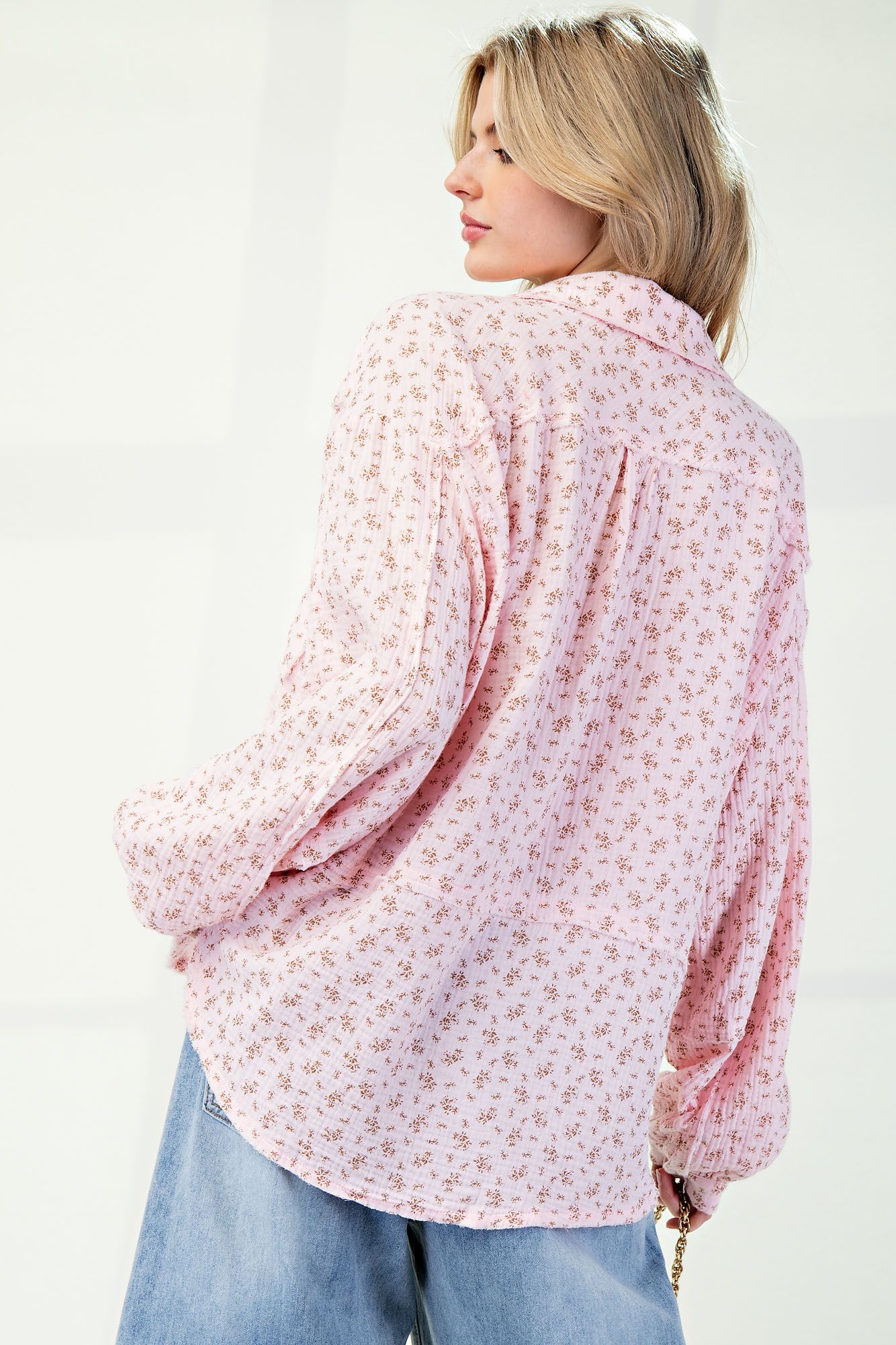 Floral Print Gauze Button Down