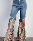 Boho Printed Denim Flares