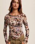 Floral Patchwork Mesh Top