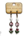 Ceramic flower charm earring with Austrian crystal