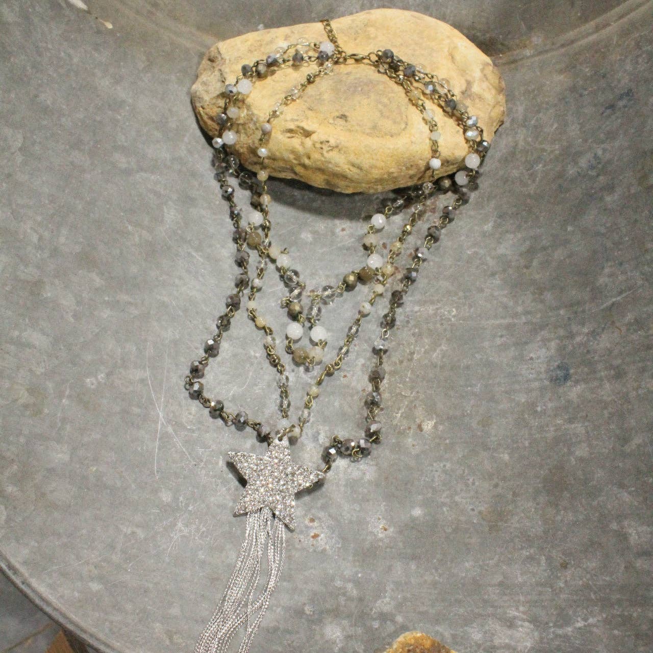 Falling Star Golden Bling Layered Necklace