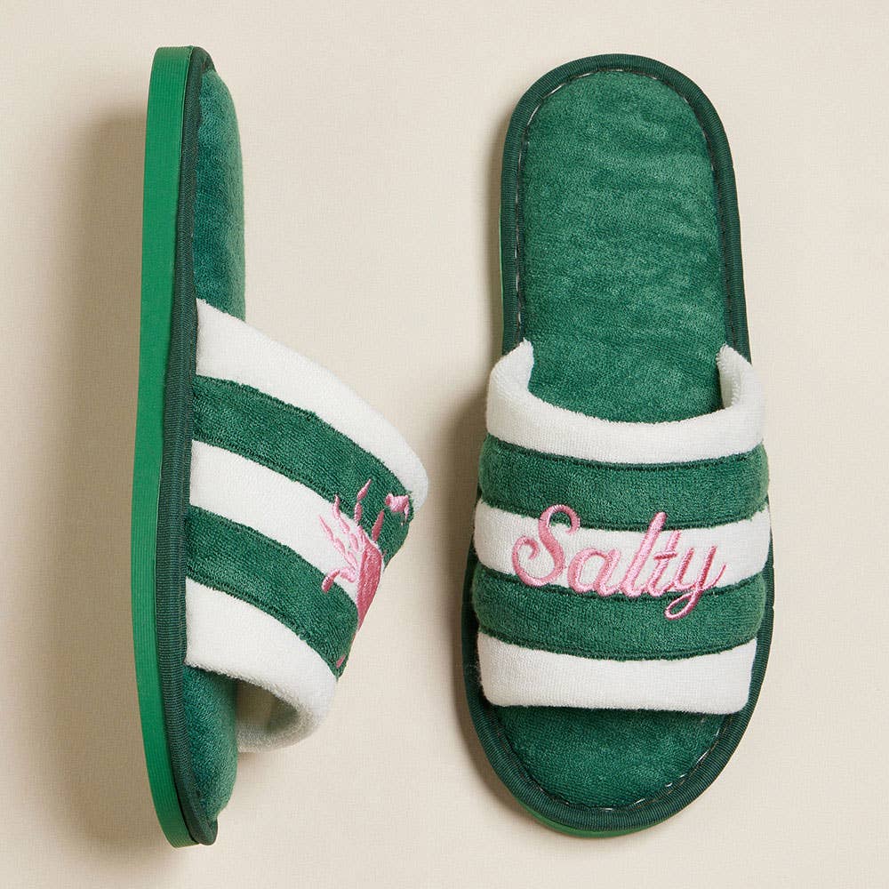 Salty Crab Embroidered Slippers