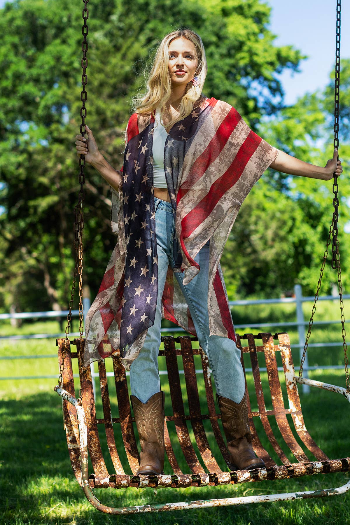 Vintage Inspired USA Print Kimono