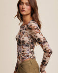 Floral Patchwork Mesh Top